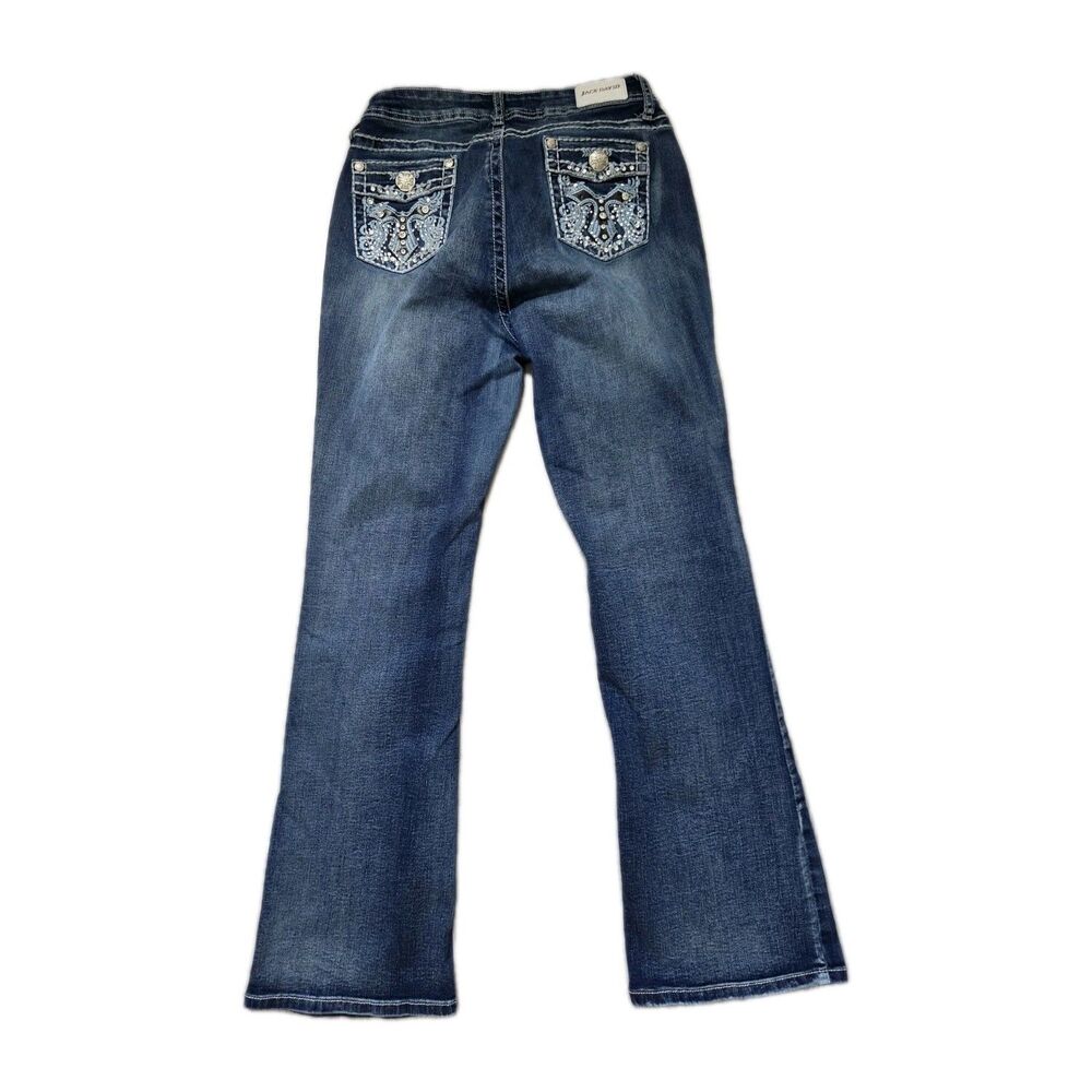 Jack David Bootcut Jeans Womens 15 Blue Stretch Embellished Rhinestone Y2K EUC